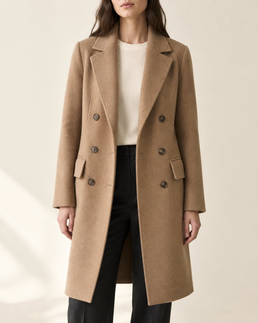 Aurelia Wool-Blend Overcoat photographed in the studio