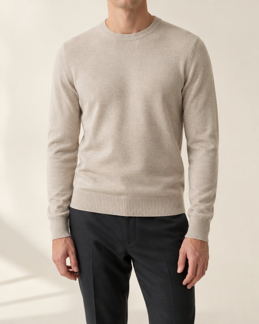 Elva Merino Crewneck Sweater in Oatmeal