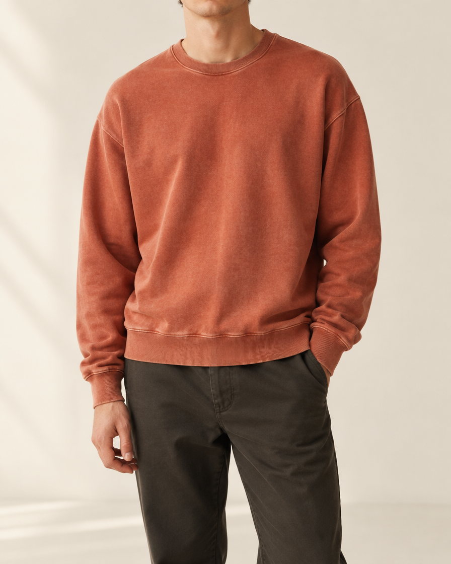 Kova Relaxed Crewneck Sweatshirt in Washed Terracotta