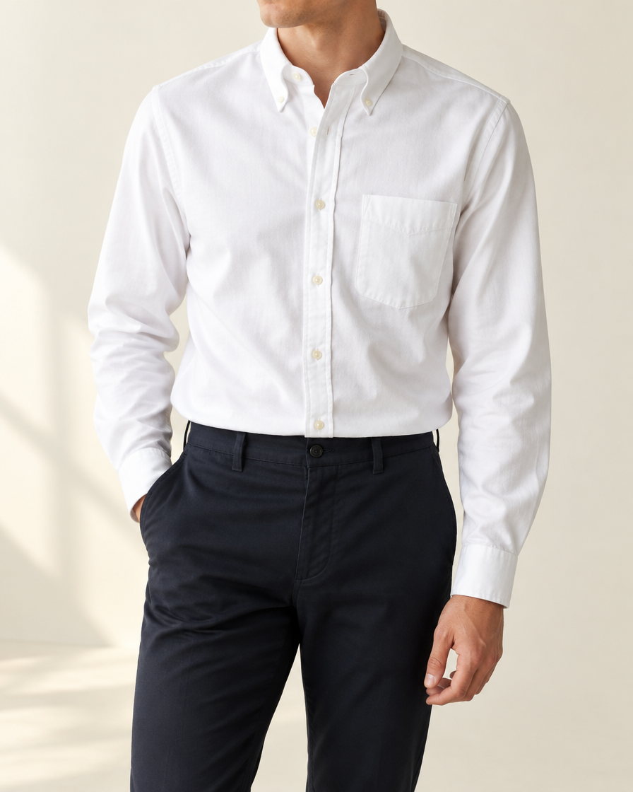 Linden Oxford Cotton Shirt in White